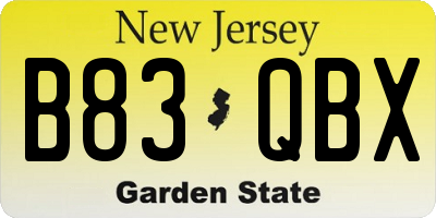 NJ license plate B83QBX