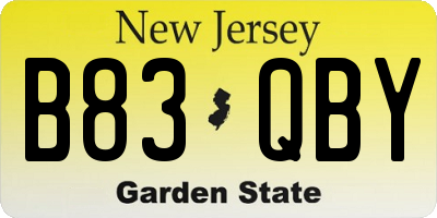 NJ license plate B83QBY