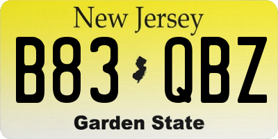 NJ license plate B83QBZ