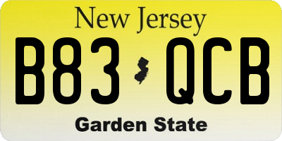 NJ license plate B83QCB