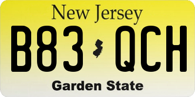 NJ license plate B83QCH