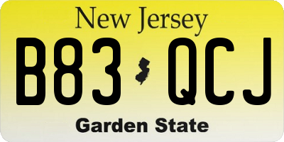 NJ license plate B83QCJ