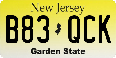 NJ license plate B83QCK