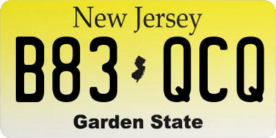 NJ license plate B83QCQ