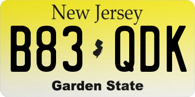 NJ license plate B83QDK