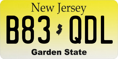 NJ license plate B83QDL