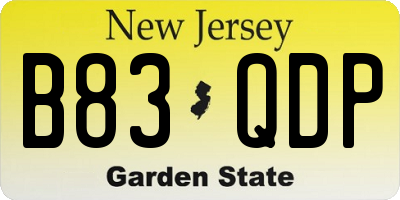 NJ license plate B83QDP