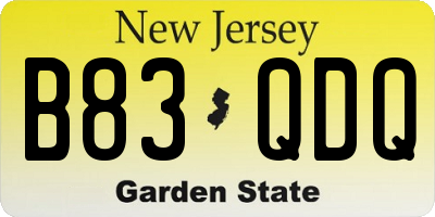 NJ license plate B83QDQ
