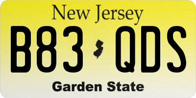 NJ license plate B83QDS