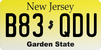 NJ license plate B83QDU