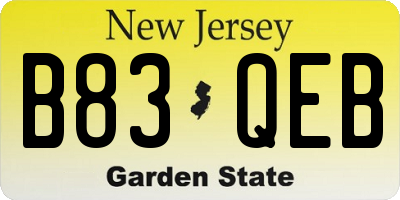 NJ license plate B83QEB