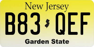 NJ license plate B83QEF