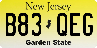 NJ license plate B83QEG