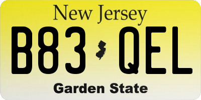 NJ license plate B83QEL