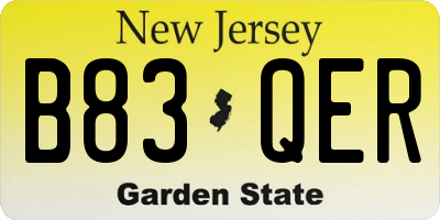 NJ license plate B83QER