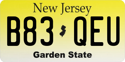 NJ license plate B83QEU