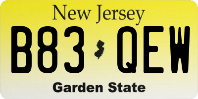 NJ license plate B83QEW