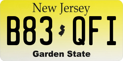 NJ license plate B83QFI