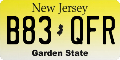 NJ license plate B83QFR
