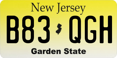 NJ license plate B83QGH