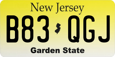 NJ license plate B83QGJ