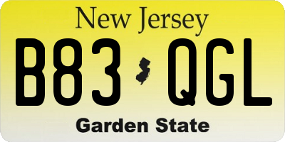 NJ license plate B83QGL