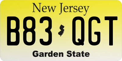 NJ license plate B83QGT