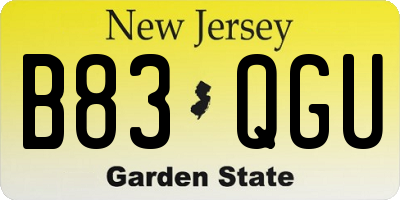 NJ license plate B83QGU