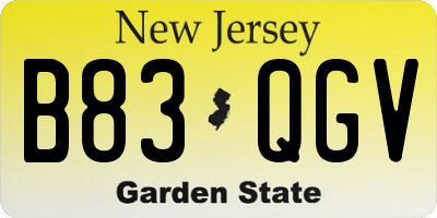 NJ license plate B83QGV