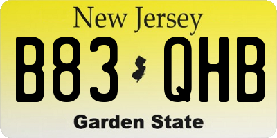 NJ license plate B83QHB