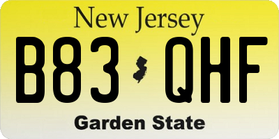 NJ license plate B83QHF