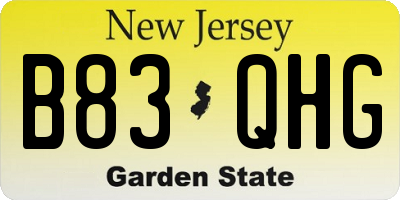NJ license plate B83QHG