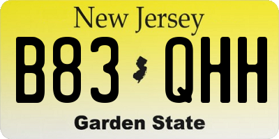 NJ license plate B83QHH