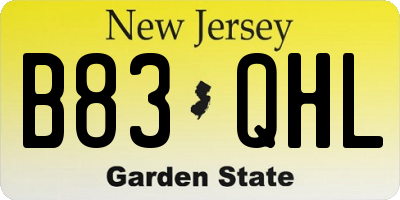 NJ license plate B83QHL
