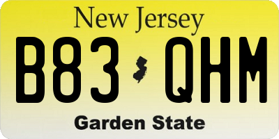 NJ license plate B83QHM