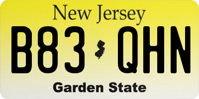 NJ license plate B83QHN