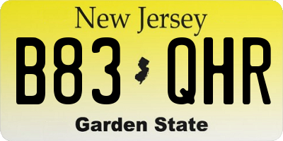 NJ license plate B83QHR