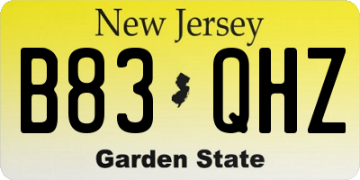 NJ license plate B83QHZ
