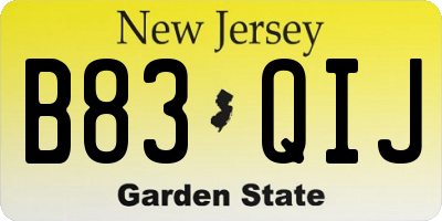 NJ license plate B83QIJ