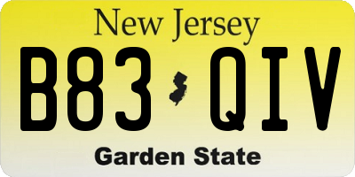 NJ license plate B83QIV