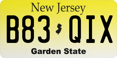 NJ license plate B83QIX