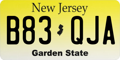 NJ license plate B83QJA