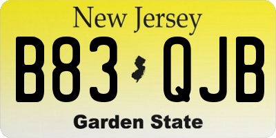 NJ license plate B83QJB
