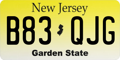 NJ license plate B83QJG