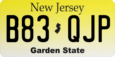 NJ license plate B83QJP