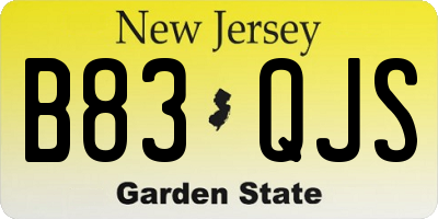 NJ license plate B83QJS