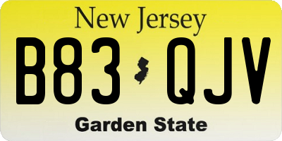 NJ license plate B83QJV