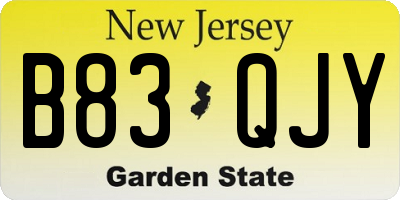 NJ license plate B83QJY