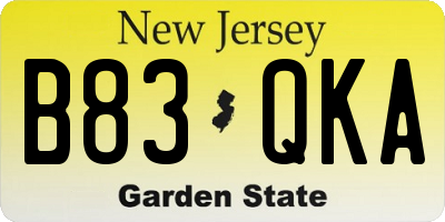 NJ license plate B83QKA