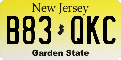 NJ license plate B83QKC